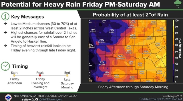 Potential for Heavy Rain Friday PM-Saturday AM Probability of at least ...