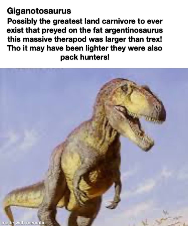 Giganotosaurus Possibly the greatest land carnivore to ever exist that ...