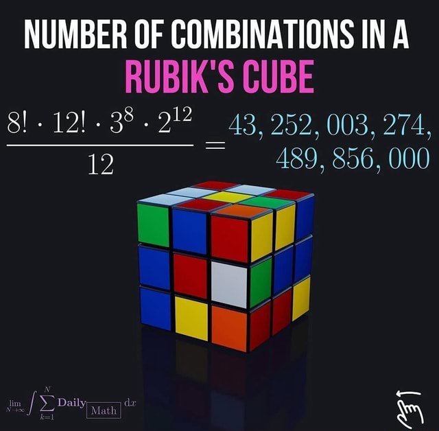 NUMBER OF COMBINATIONS IN A RUBIK'S CUBE 43, 252, 003, 274, 489, 856 ...