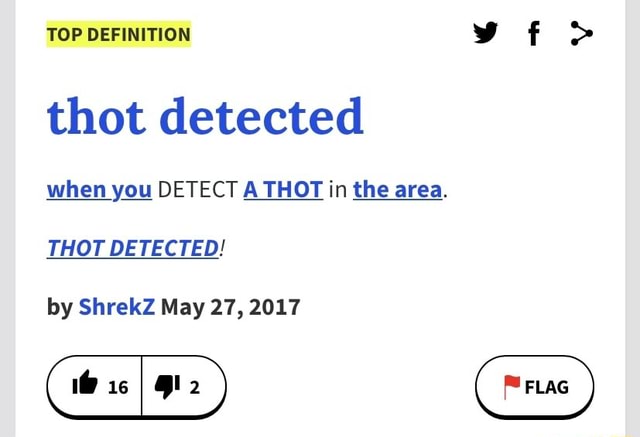 TOP DEFINITION vf> thot detected when you DETECT A THOT in the area