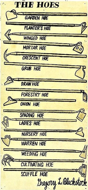 THE HOES WINGED HOE MORTAR HOE GRUB HOE & DRAW HOE FORESTRY HOE ONION ...