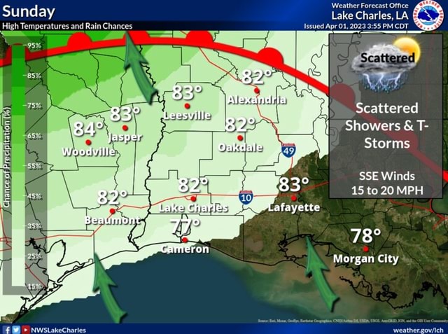 Weather Forecast Office Sunday Lake Charles, LA High Temperatures and