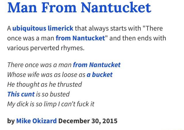 limerick example there once was a man from nantucket