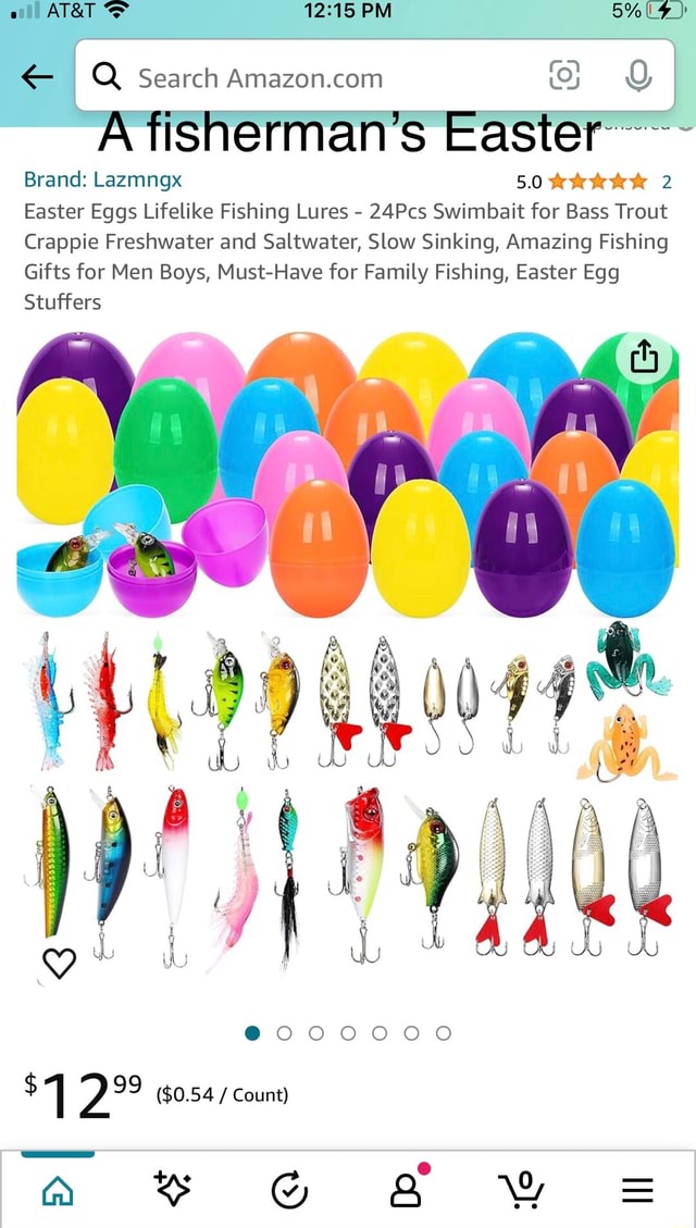 PM & Search I A fisherman's Easier--- Brand: Lazmngx 5.0 2 Easter Eggs  Lifelike Fishing Lures - 24Pcs Swimbait for Bass Trout Crappie Freshwater  and Saltwater, Slow Sinking, Amazing Fishing Gifts for