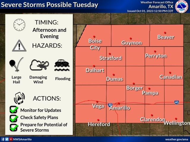 Severe Storms Possible Tuesday TIMING: Afternoon and Evening A HAZARDS ...