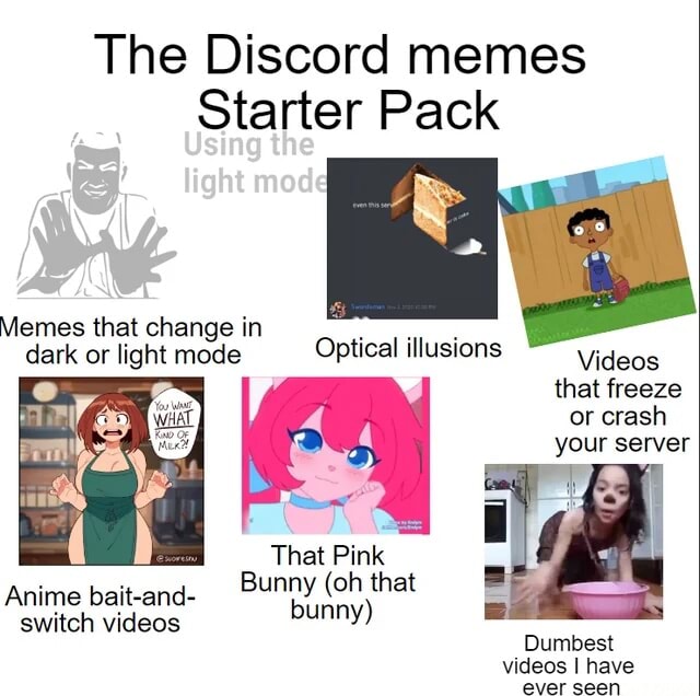 The Discord memes Starter Pack Using the mod Memes that change in dark ...