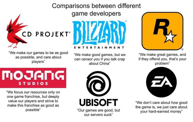 Comparisons Between Different Game Developers PR & ENTERTAINMENT "We ...