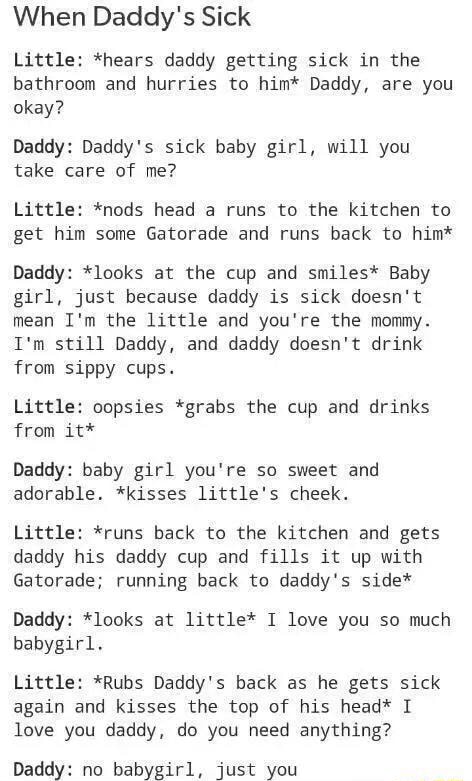 When Daddy S Sick Little Hears Daddy Getting Sick In The Bathroom And Hurries To Him R Daddy Are You Okay Daddy Daddy S Sick Baby Girl Will You Take Care Of Me Little Nods