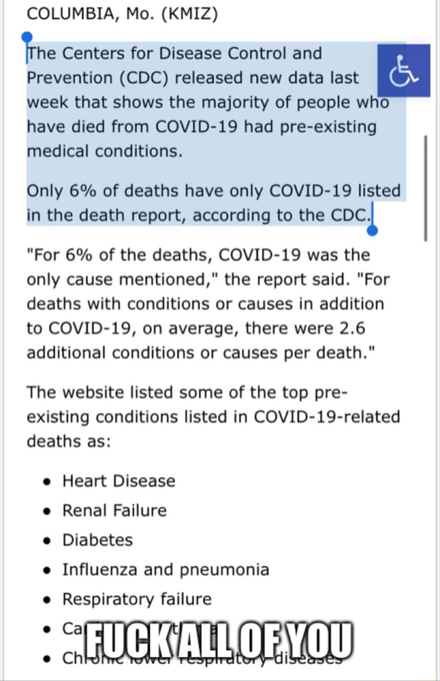COLUMBIA, Mo. (KMIZ) The Centers for Disease Control and Prevention
