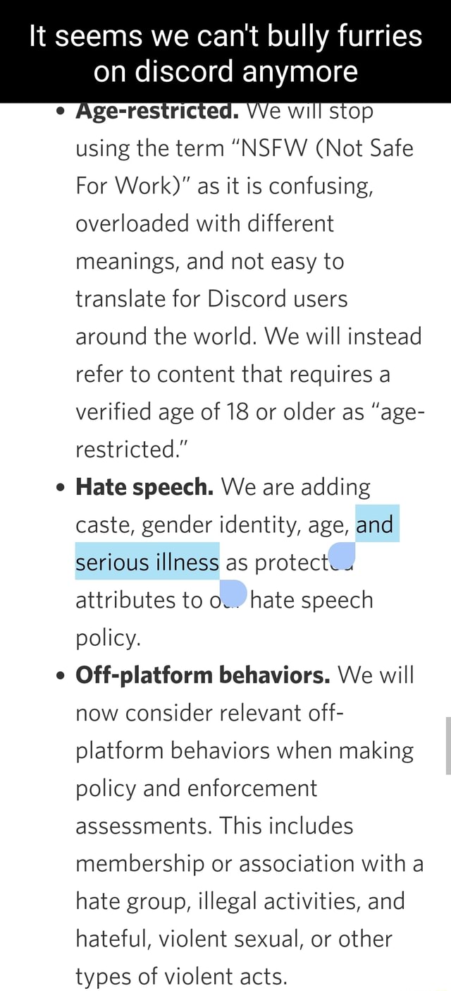 It seems we cant bully furries on discord anymore WIll StOD using the