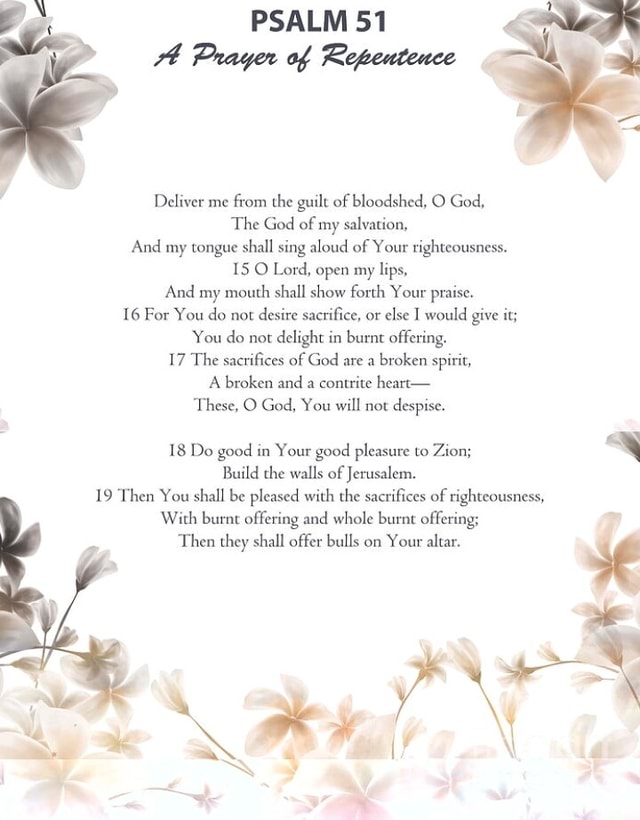 PSALM 51 Prayer Of Repentence Deliver Me From The Guilt Of Bloodshed psalm-51-as-a-model-prayer-water-on-thirsty-land