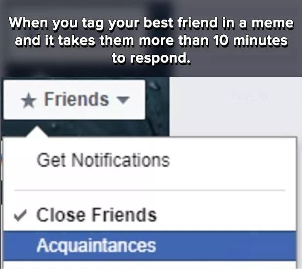 When You Your Best Frlend In A Meme And It Takes Them More Than 10 Mlnutes To Respond Get Notiﬁcations Close Friends Ifunny