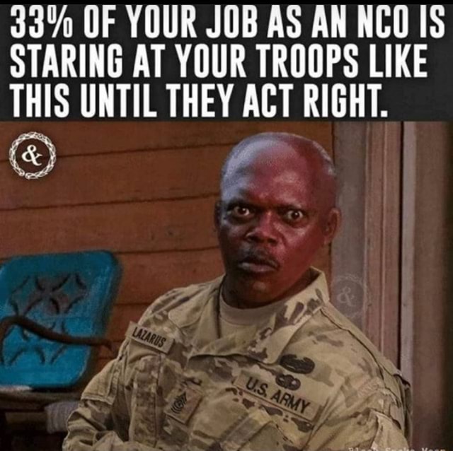 33% OF YOUR JOB AS AN NCO IS STARING AT YOUR TROOPS LIKE THIS UNTIL ...