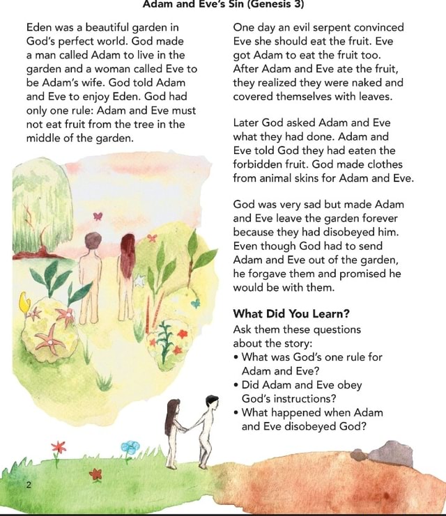 Adam and Eve's sin (Genesis 3) Eden was a beautiful garden in God's