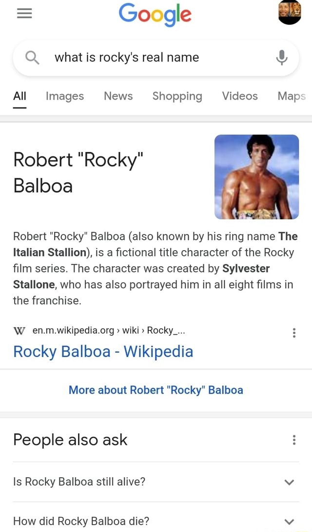 Rocky Balboa, Fictional Characters Wiki