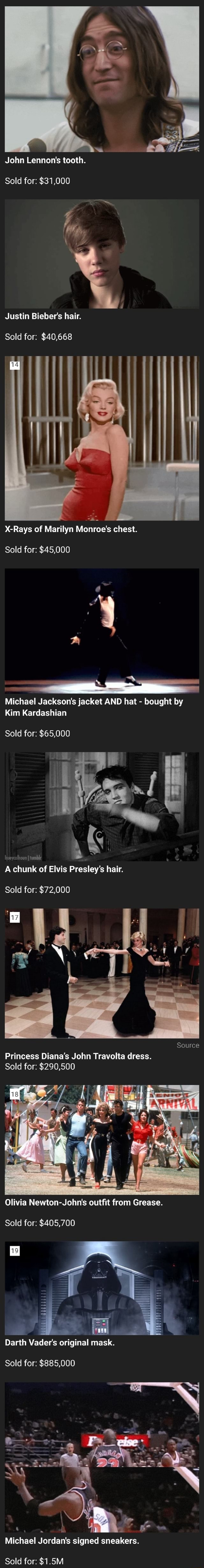 John Lennon s Tooth Sold For 31 000 Justin Bieber s Hair Sold For 
