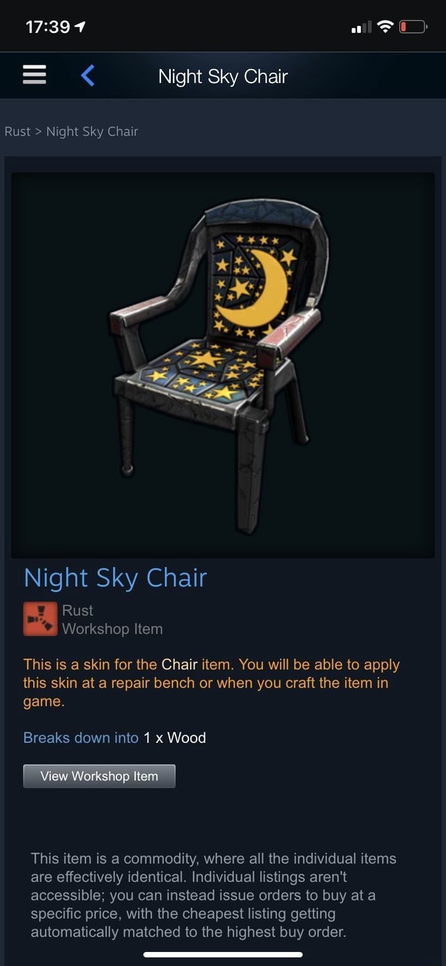 = Night Sky Chair Night Sky Chair Rust Item This is a skin for the Chair item. You will