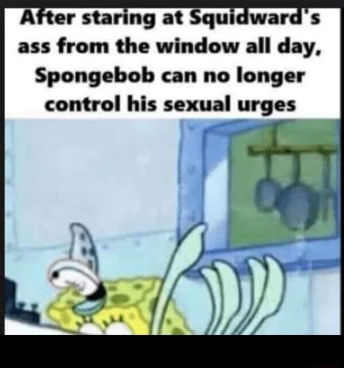 After Staring At Squidward S Ass From The Window All Day Spongebob Can No Longer Control His Sexual Urges
