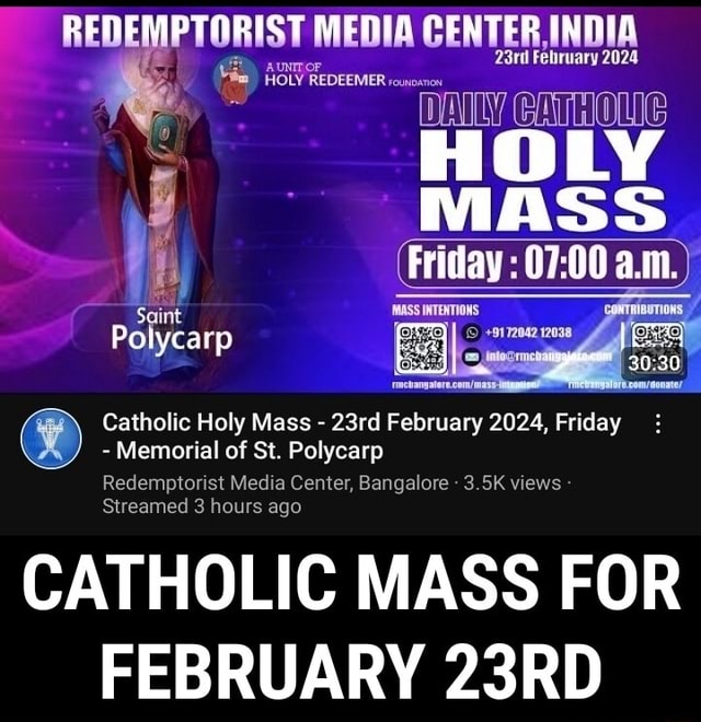 HOLY MASS RED MEDIA February 2024 Friday am. Saint Memorial of St