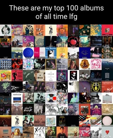 These are my top 100 albums of all time Ifg - iFunny
