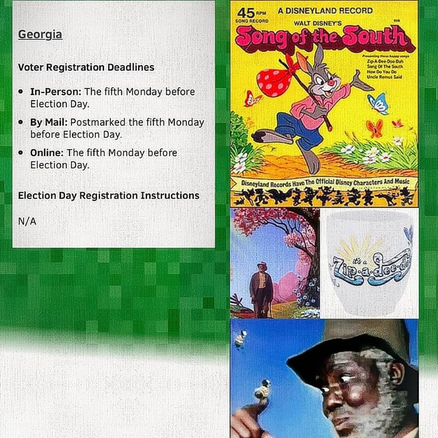 Southern states voting registration deadlines. A DISNEYLAND