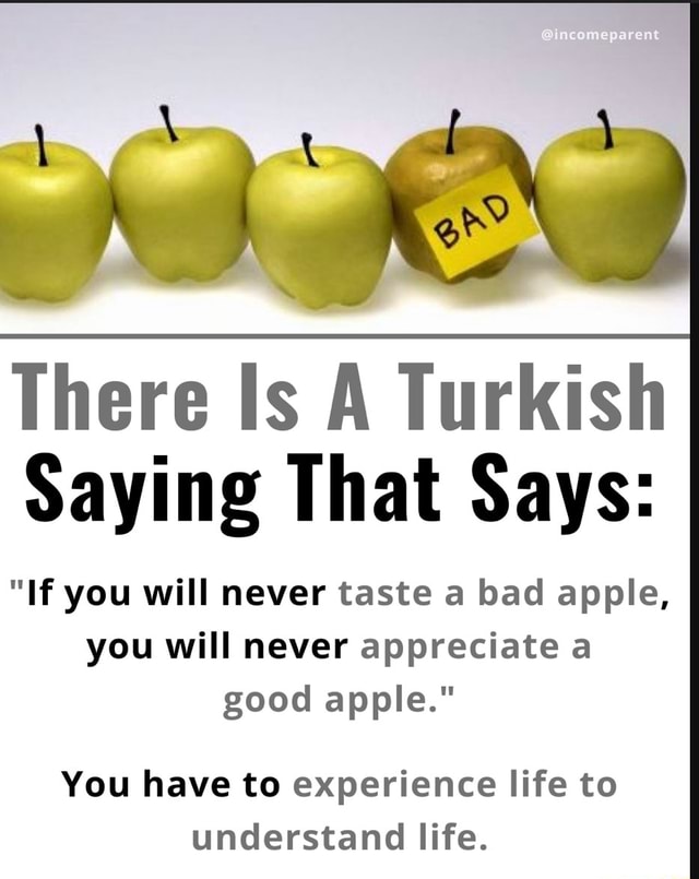 There Is A Turkish Saying That Says "If you will never taste a bad