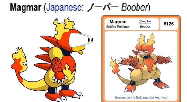 Magmar (Japanese: 7-/\- Boober) Magmar Spitfire Pokmon joober Images on ...