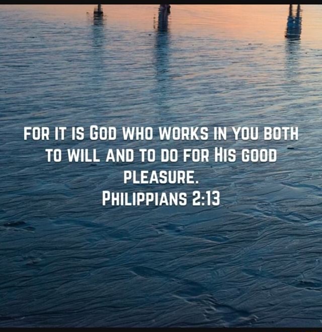 FOR IT IS GOD WHO WORKS IN YOU BOTH TO WILL AND TO 00 FOR HIS Gooo ...