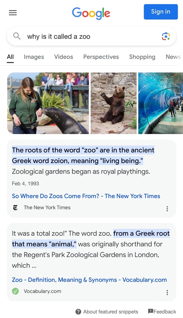 = Google Sign in why is it called a zoo All Images Videos Perspectives