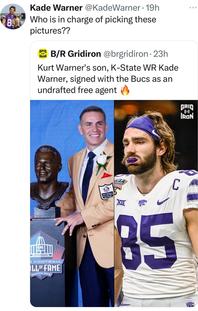 Kade Warner, Son of Kurt, Signs With Bucs As Undrafted Free Agent