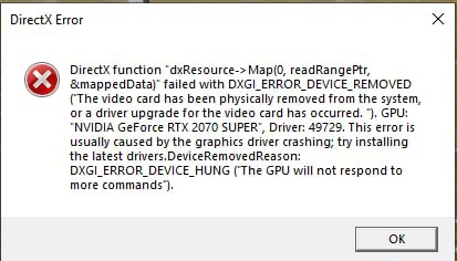 Directx Error X DirectX Function "dxResource-> ReadRangePtr ...