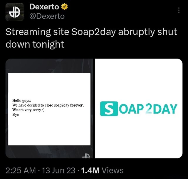 Dexerto exerto Streaming site Soap2day abruptly shut down tonight "We