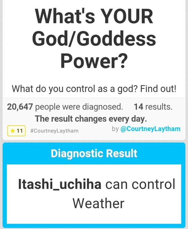 What's YOUR God/Goddess Power? What do you control as a god? Find out