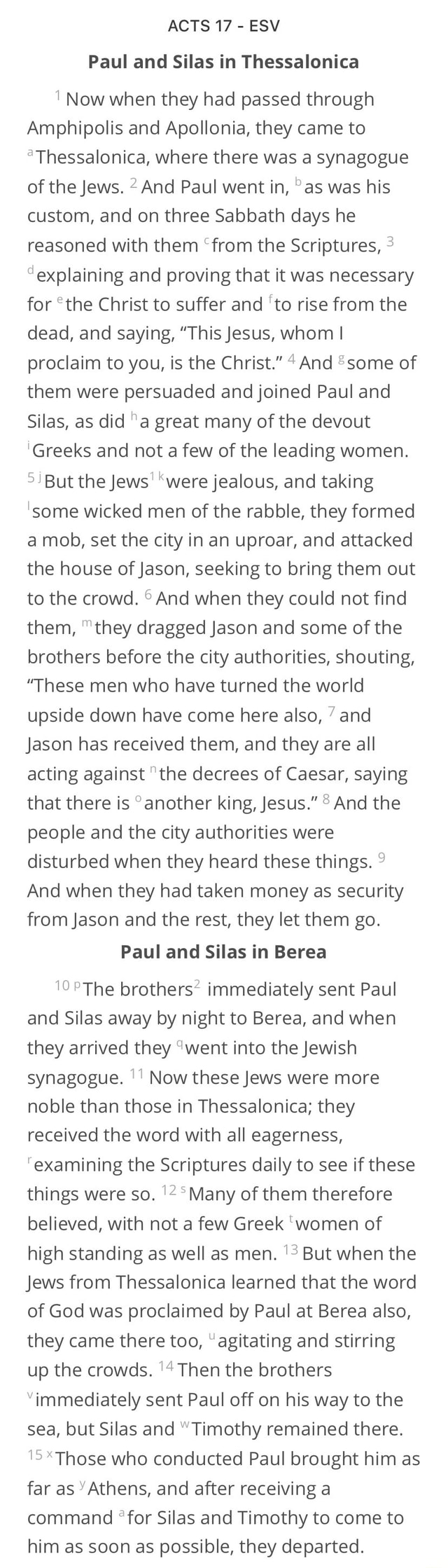 ACTS 17 - ESV Paul and Silas in Thessalonica Now when they had passed ...