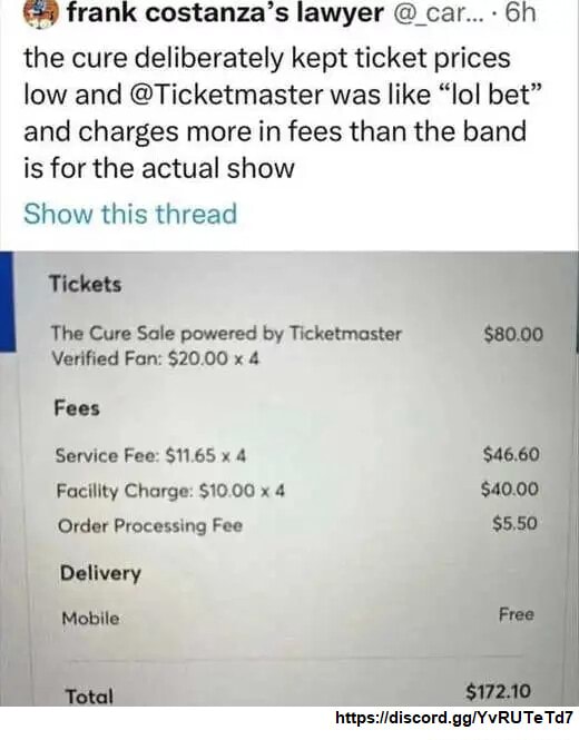 9 frank costanza's lawyer car... the cure deliberately kept ticket