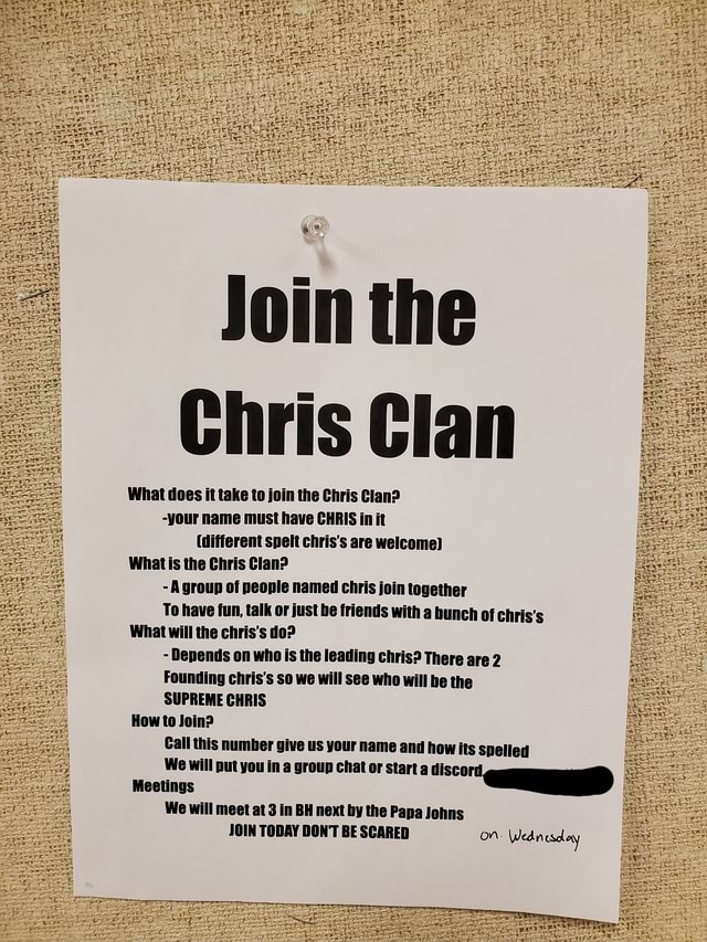 What Does It Take To Join The Chris Clan your Name Must Have CHRIS I 