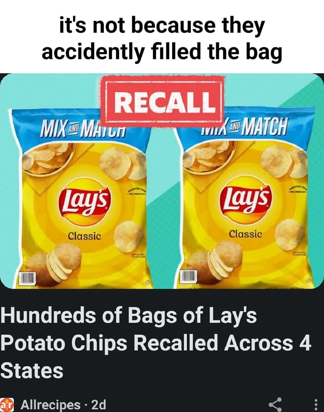 It's not because they accidently filled the bag RECALL MACH I Hundreds