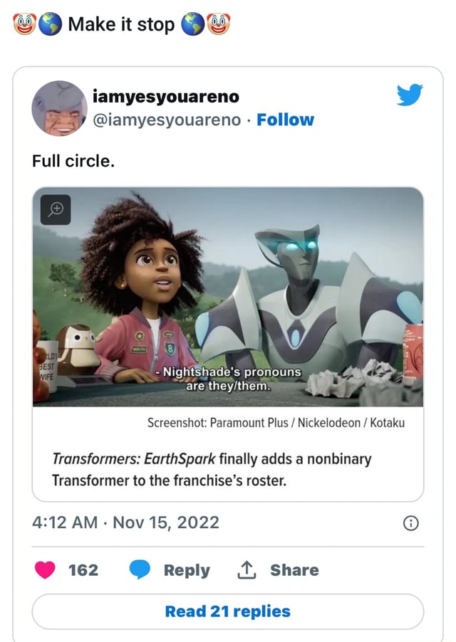 Make it stop OY iamyesyouareno iamyesyouareno Follow Full circle