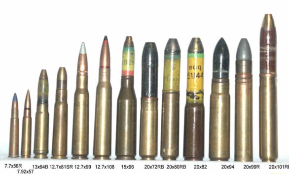 WW2 AIRCRAFT GUN AMMUNITION (1) 7.7x56R (.303 British, Italian/IJN 7 ...