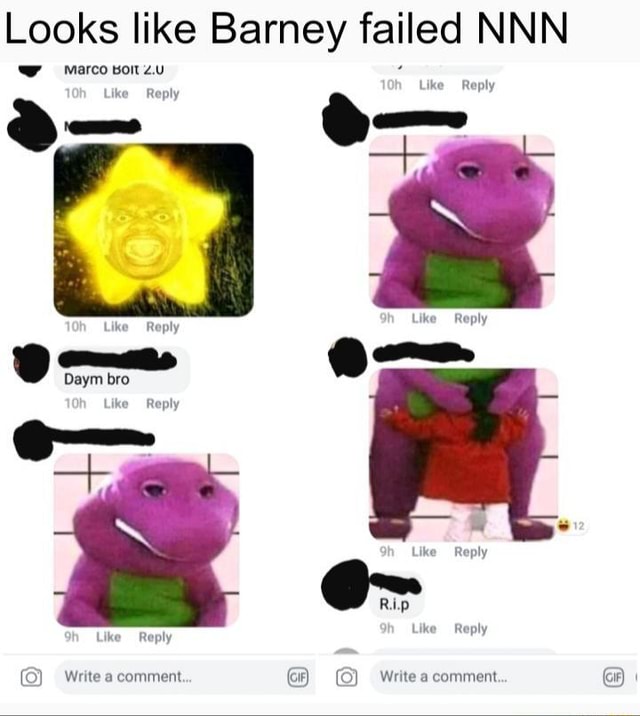 Looks like Barney failed NNN - iFunny