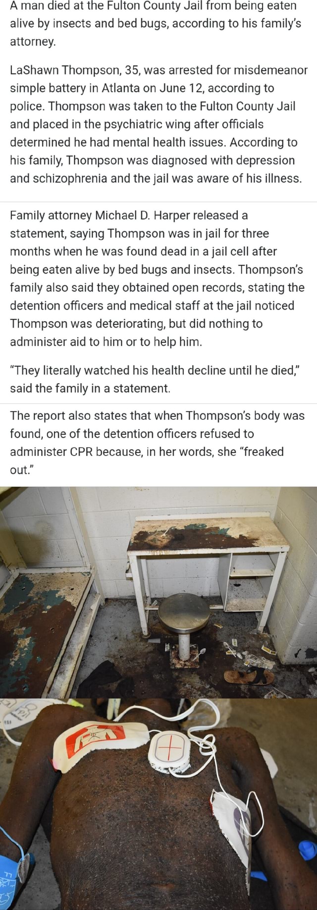 A man died at the Fulton County Jail from being eaten alive by insects ...