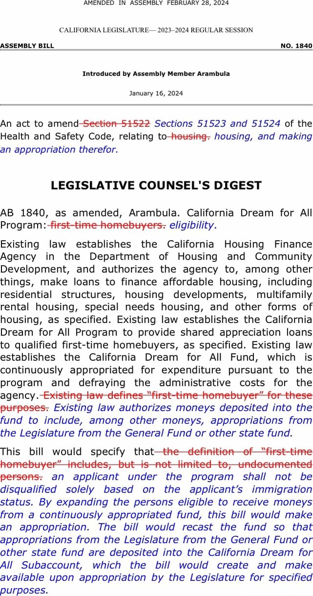 AMENDED IN ASSEMBLY FEBRUARY 28, 2024 CALIFORNIA LEGISLATURE 2023-2024 ...