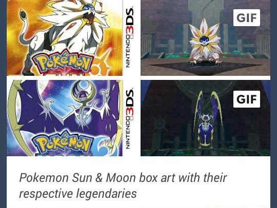 Pokemon Sun Moon Box Art With Their Respective Legendaries