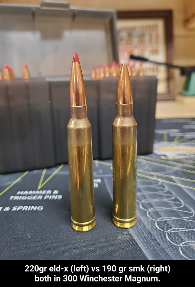 220gr eld-x (left) vs 190 gr smk (right) both in 300 Winchester Magnum ...