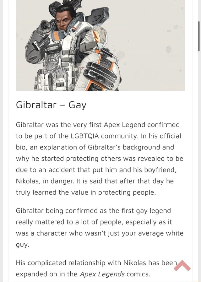 Gibraltar Gay Gibraltar Was The Very First Apex Legend Confirmed To Be Part Of The Lgbtqia 9970