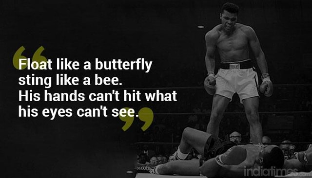 Float Like A Butterfly Sting Like A Bee His Hands Can T Hit What His Eyes Can T See