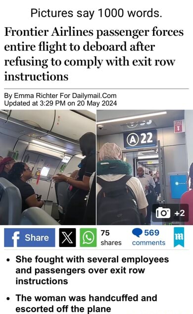 Pictures say 1000 words. Frontier Airlines passenger forces entire ...