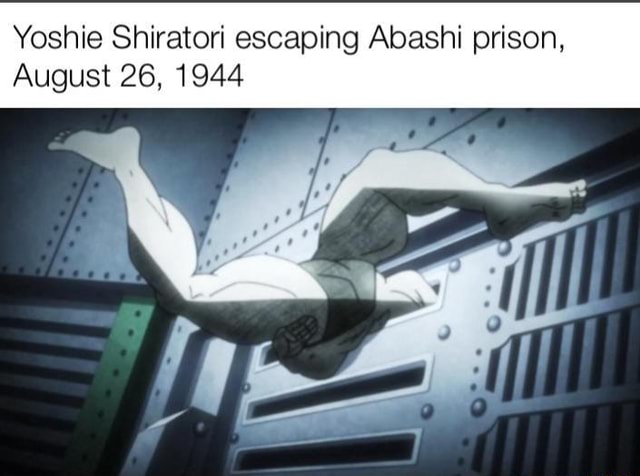 Yoshie Shiratori escaping Abashi prison, August 26, 1944 