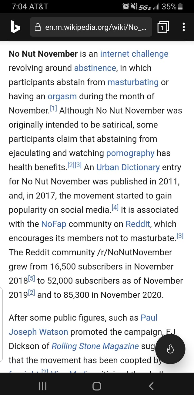 Will 35 No Nut November is an challenge revolving around