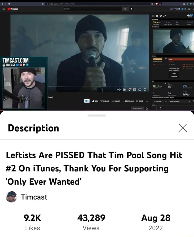 Pa @TIMCAST Description Leftists Are PISSED That Tim Pool Song Hit #2 ...